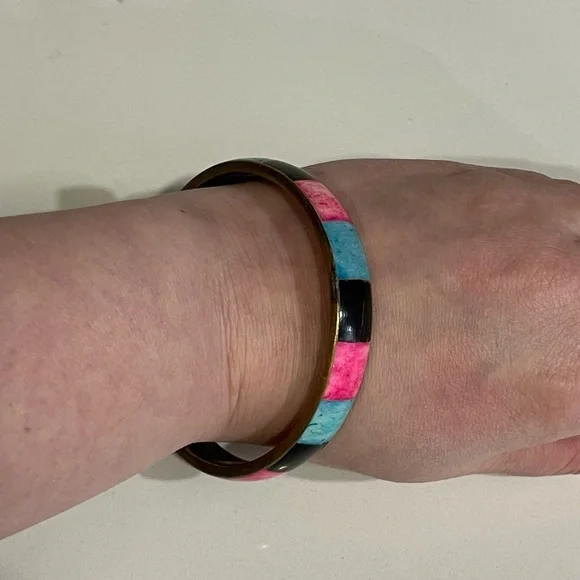 🎁FREE GIFT🎁Multicolor Stone Inlay Bangle Bracelet - Picture 3 of 3